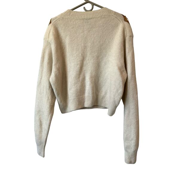 & Other Stories Mohair Wool Blend Sequin Avant Garde Aztec Crewneck Pullover M - Picture 2 of 7